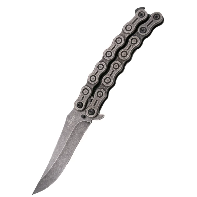 Nóż motylkowy Third Decor Habitat Balisong Chain Stainless Steel, Stonewashed 420 (K2819) Bezpieczne zakupy