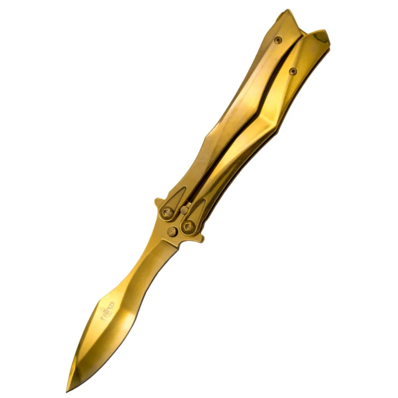 Nóż motylkowy Third Decor Habitat Balisong Gold Titanium Stainless Steel, Gold Titanium 420 (K2818D) Niska cena