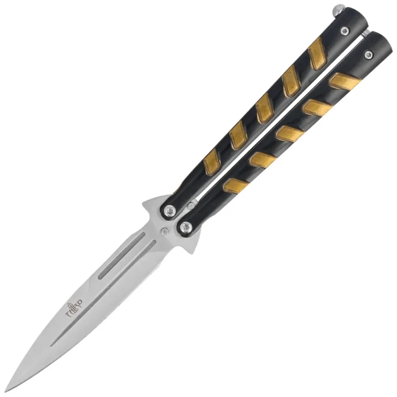 Wyjątkowa oferta Nóż motylkowy Third Decor Habitat Balisong Black/Bronze Stainless Steel, Satin 420 (16100Y)