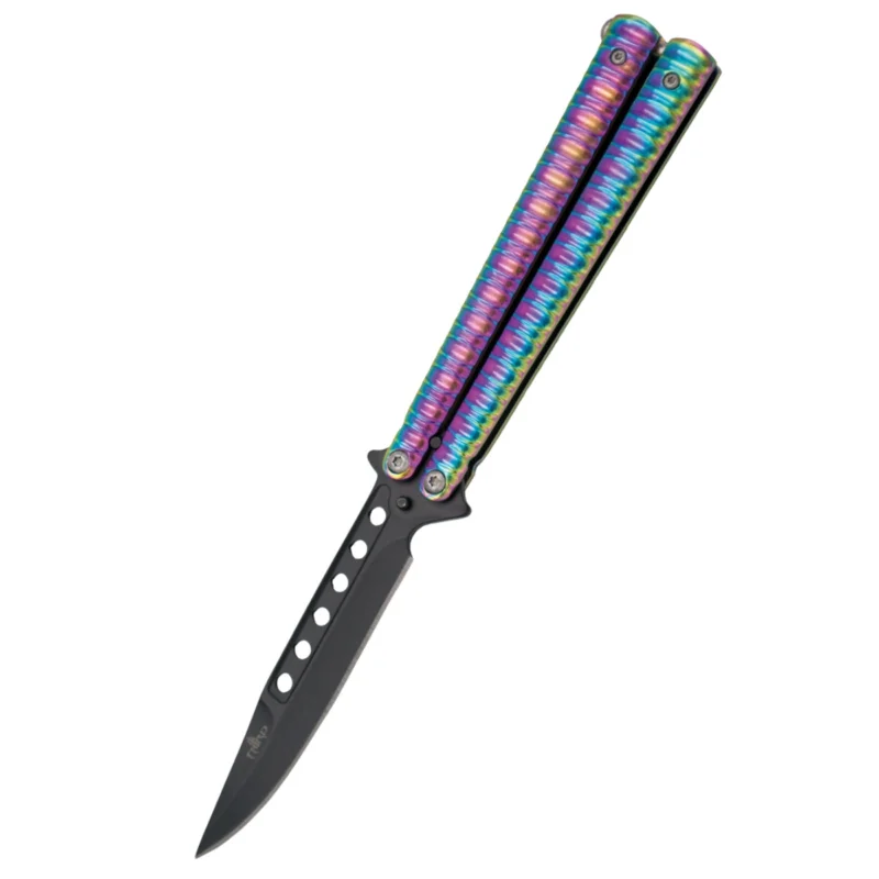 Third Decor Habitat Balisong Knife Rainbow Stainless Steel, Black 420 (16071N) Zamów teraz