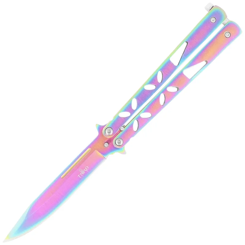 Oferta czasowa Nóż motylkowy Third Decor Habitat Balisong Rainbow Stainless Steel, Rainbow 420 (K2450)