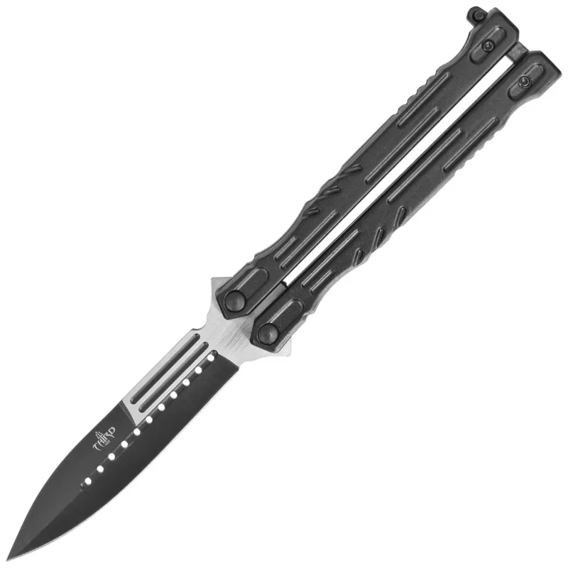 Third Decor Habitat Balisong Black Stainless Steel, Two-Tone 420 Butterfly Knife (K2448) Nowy