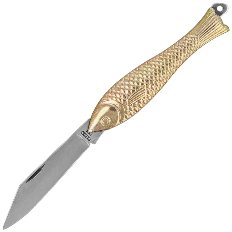 Nóż składany Mikov Fishlet 130 Gold, Stonewashed 420 (130-NZn-1/ZL STONEWASHED) Wyprzedaż