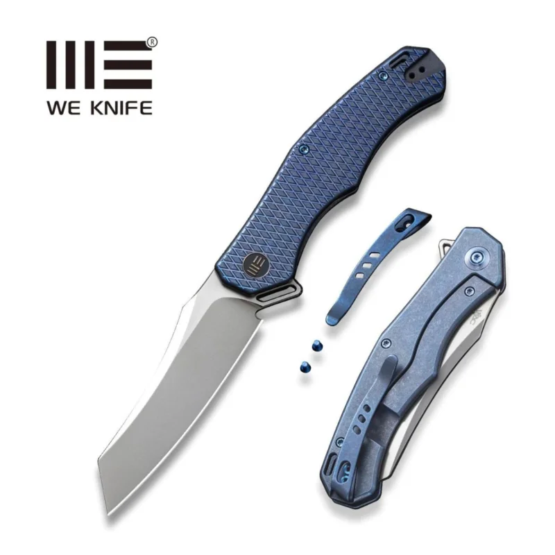 Oferta WE Knife RekkeR Blue Titanium, Polished Bead Blasted CPM 20CV by Kyle Lamb (WE22010G-4)