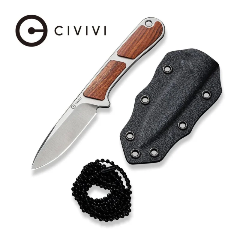 Hit sprzedaży Civivi Mini Elementum Fixed Neck Knife Guibourtia Wood, Satin Nitro-V (C23010-4)