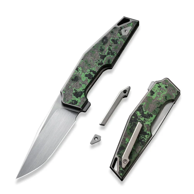 Wysoka jakość Nóż składany WE Knife OAO (One And Only) Gray Titanium/Jungle Wear Fat Carbon, Hand Rubbed Satin CPM 20CV by Tashi Bharucha (WE23001-3)