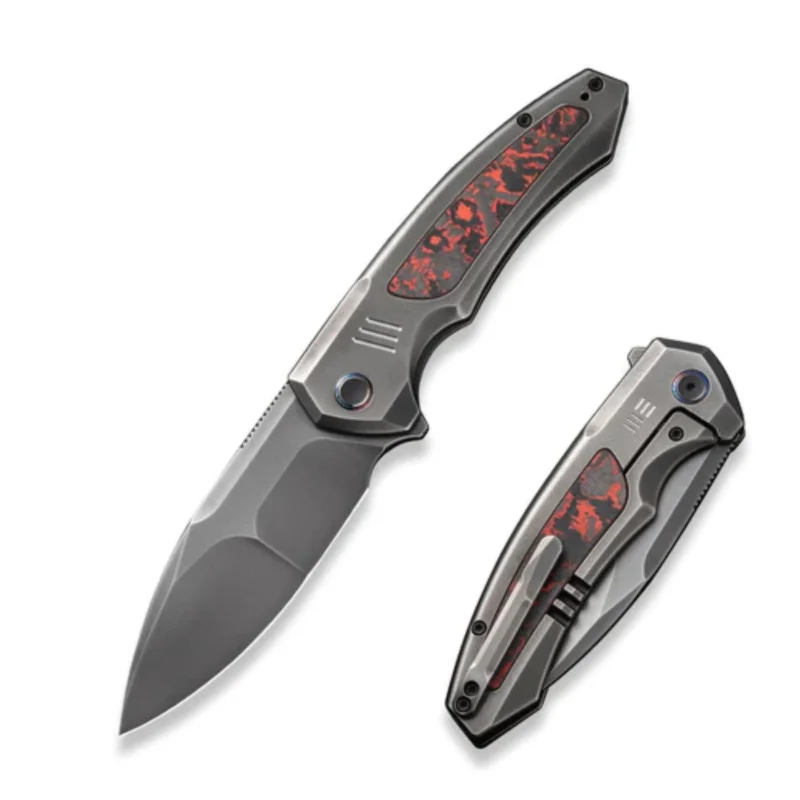 Nóż składany WE Knife Hyperactive Polished Gray Titanium/Lava Flow Fat Carbon, Polished Gray Vanax (WE23030-2) Zamów dziś