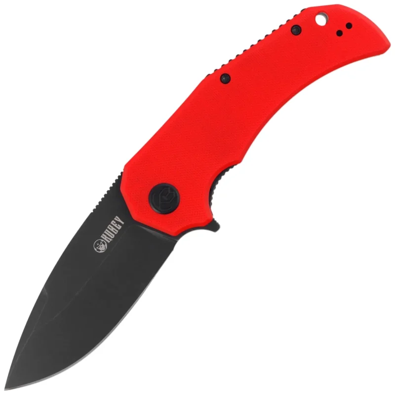 Oferta czasowa Kubey Bravo One Drop Point Knife Red G10, Blackwashed AUS-10 by Mikkel Willumsen (KU319E)