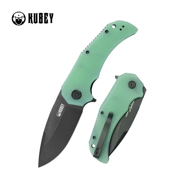 Kubey Bravo One Drop Knife Point Jade G10, Blackwashed AUS-10 by Mikkel Willumsen (KU319C) Kup teraz
