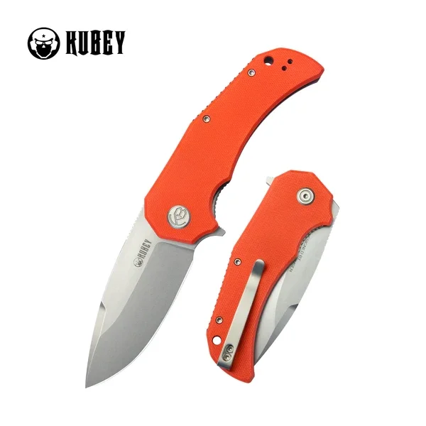 Nóż składany Kubey Bravo One Drop Point Orange G10, Beadblasted AUS-10 by Mikkel Willumsen (KU319B) Tylko dziś