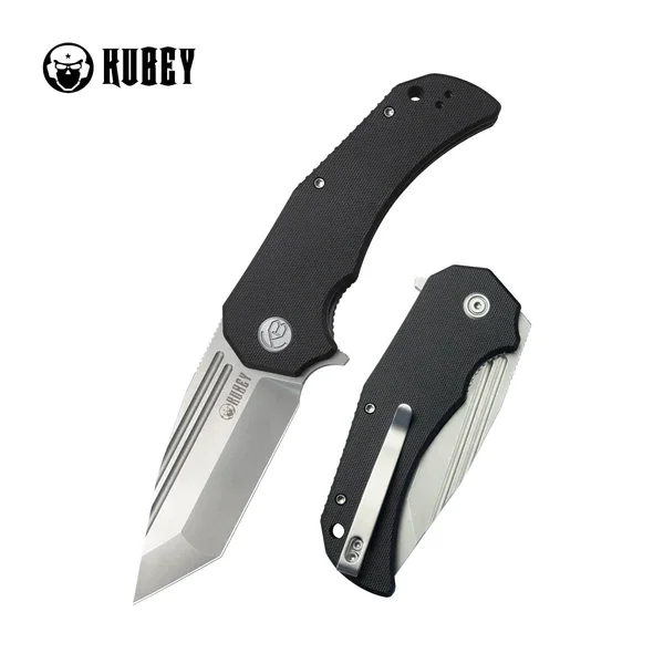 Wyjątkowa oferta Nóż składany Kubey Bravo One Tanto Black G10, Beadblasted AUS-10 by Mikkel Willumsen (KU318A)
