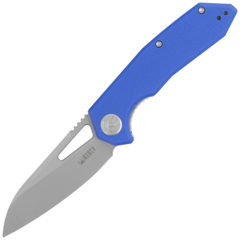 Kubey Knife Vagrant Blue G10, Sand Blasted 14C28N by Maksim Tkachuk (KU291P) Premium