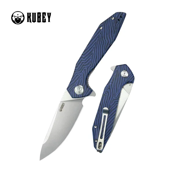 Popularny Kubey Nova LL Knife KU117J Blue-Black Damascus G10, Bead Blasted D2