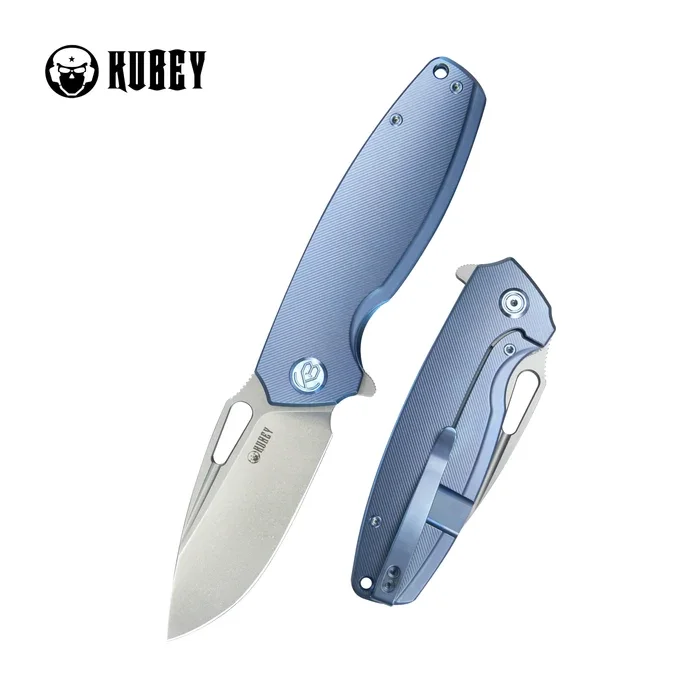 Nóż składany Kubey Tityus KB360D Blue Titanium, Bead Blasted 14C28N Kup teraz