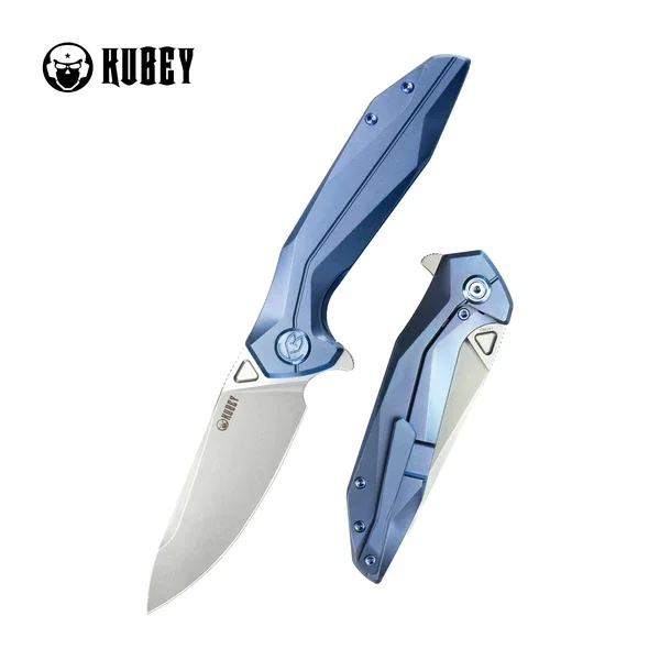 Nóż składany Kubey Nova FL KB235C, Blue Titanium, Bead Blasted 14C28N Cena promocyjna