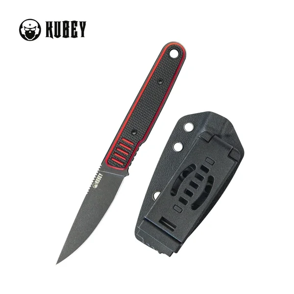 Nóż Kubey JL Drop Point Fixie Red / Black G10, Black Stonewashed 14C28N by Justin Lundquist (KU356A) Sprawdź teraz
