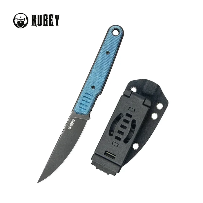 Kubey JL Kwaiken Fixie Knife Blue Micarta, Blackwashed 14C28N by Justin Lundquist (KU355B) Zamów teraz