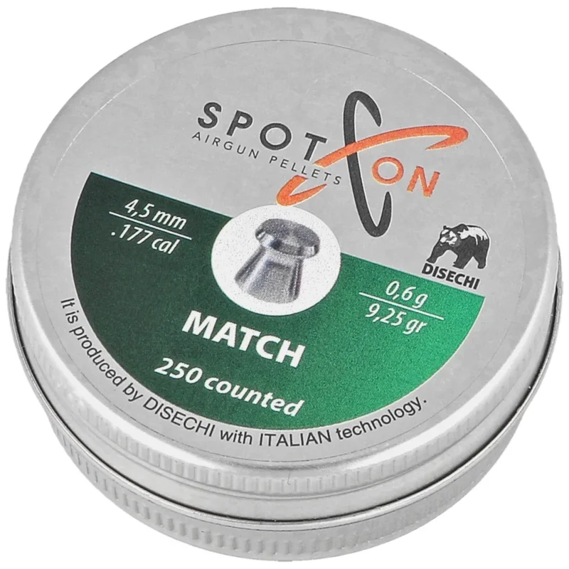 Super okazja Spoton Match .177/4.5mm AirGun Pellets, 250 psc 0.60g/9.25gr