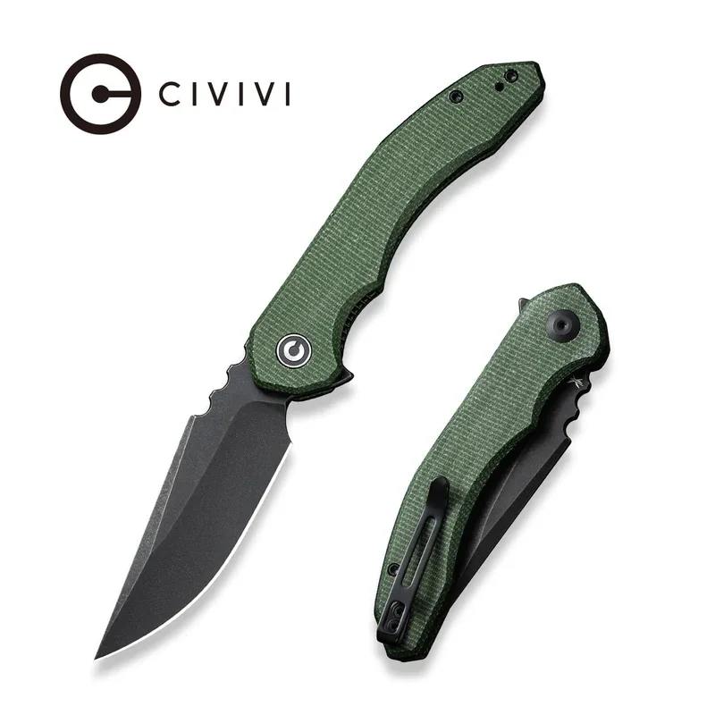 Civivi Bluetick Knife Green Canvas Micarta, Black Stonewashed 14C28N by Bryan Montalvo (C23050-3) Rabat