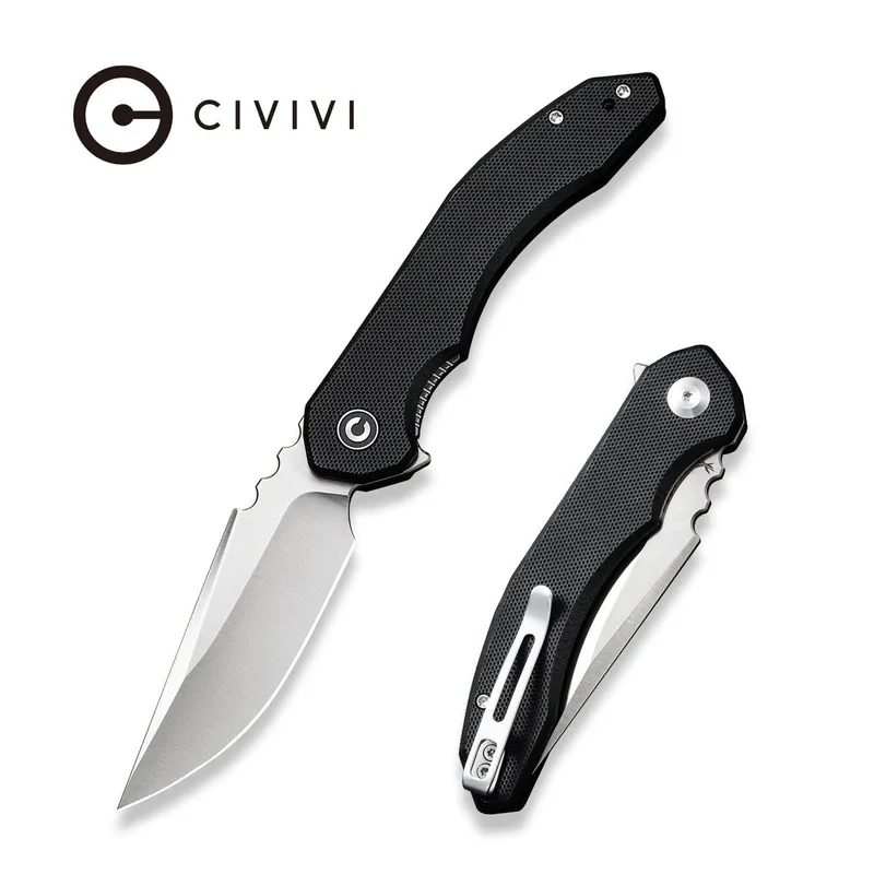 Wysoka jakość Civivi Bluetick Knife Black G10, Satin 14C28N by Bryan Montalvo (C23050-1)