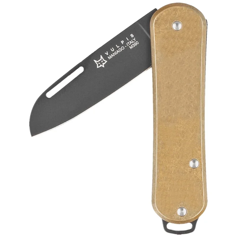 Cena promocyjna Fox Vulpis Brass, Black Top Shield M390 Pocket Knife (FX-VP108 OTB)