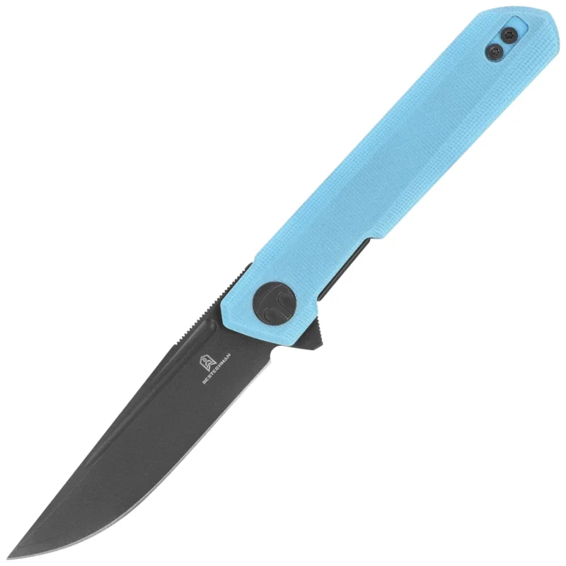 Nie przegap Nóż składany Bestechman Mini Light Blue G10, Grey PVD D2 by Ostap Hel (BMK03L)