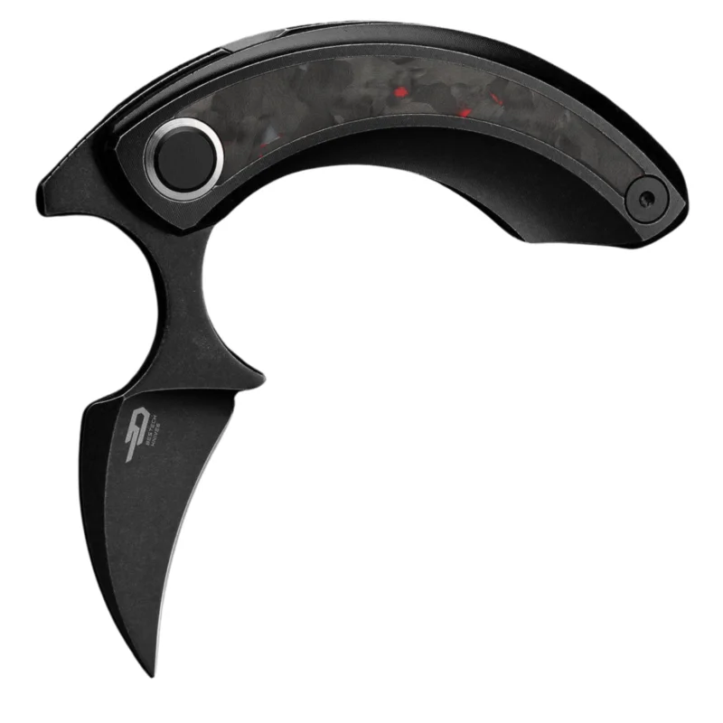 Nóż składany Bestech Strelit Black Titanium/Black-Red Marbled Carbon Fiber, Black Stonewashed M390 by Ostap Hel (BT2103F) Nowość