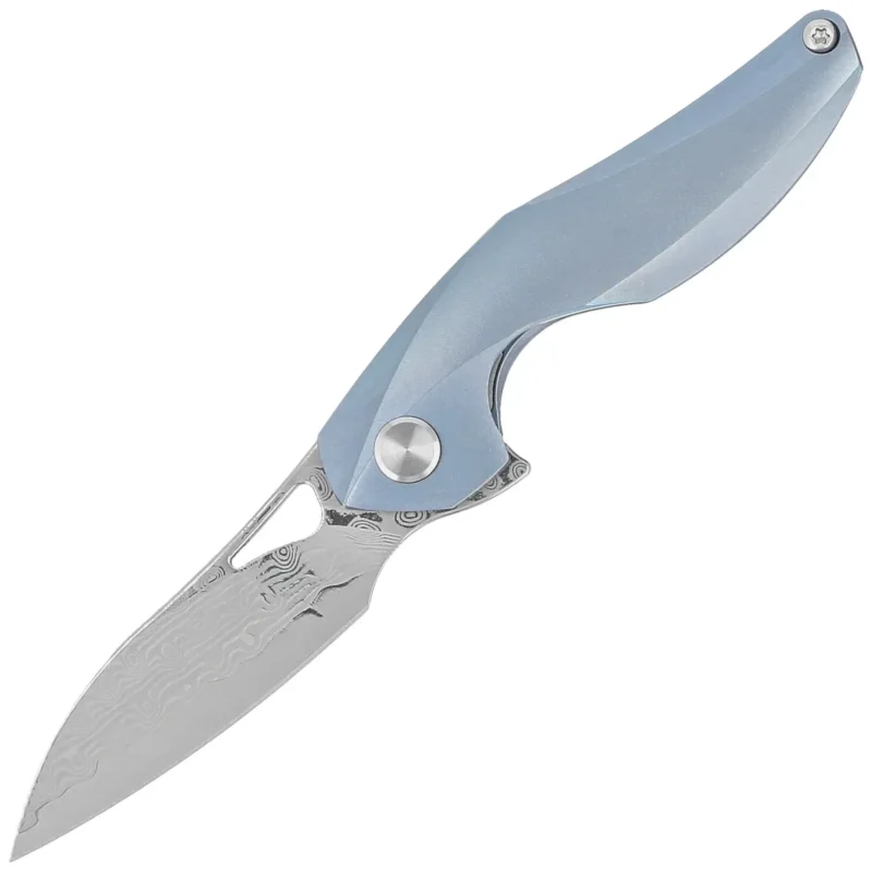Bestech The Reticulan Neck Knife Blue Titanium, Damascus by Elijah Isham (BT1810H) Oferta limitowana