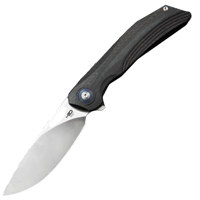 Premium Bestech Falko Black/Beige Carbon Fiber/G10, Satin 154CM by Kombou Knife (BL01A)