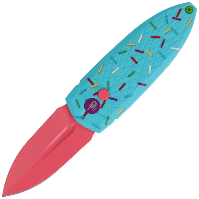 Oferta Nóż składany Bestech QUQU Blue/Printed Sprinkle Pattern G10, Pink 14C28N by Gogo (BG57C-1)
