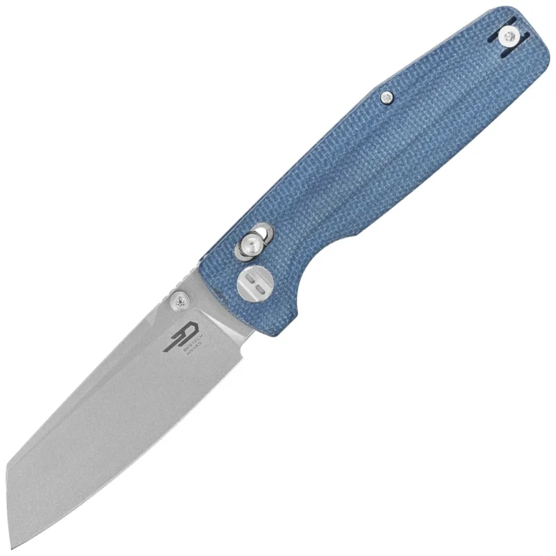 Bezpieczna płatność Nóż składany Bestech Slasher Blue Micarta, Stonewashed D2 (BG56C-1)