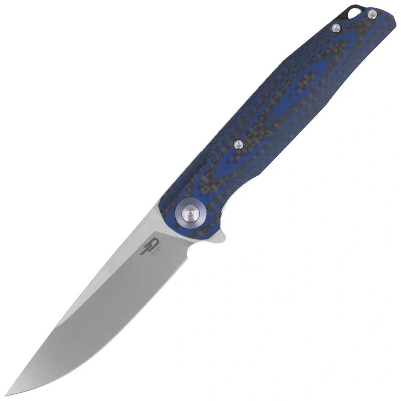Bestech Ascot Blue Carbon Fiber/G10, Satin D2 Knife (BG19C) Premium