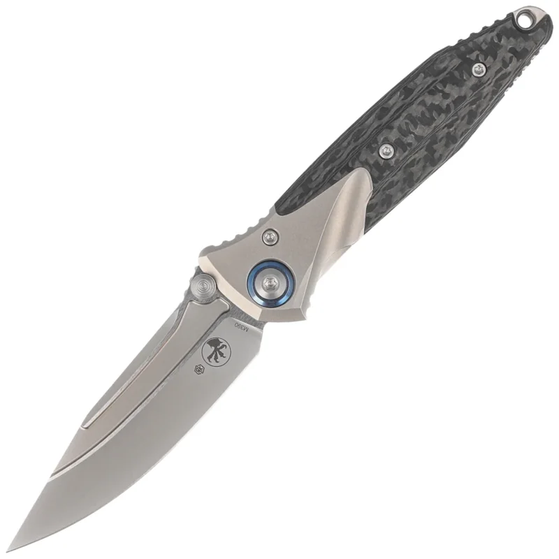 Nóż składany Microtech Socom Bravo Mini S/E Titanium/Carbon Fiber, Blue HW, Bead Blasted M390 by Tony Marfione (260M-7CFTI) Zamów dziś
