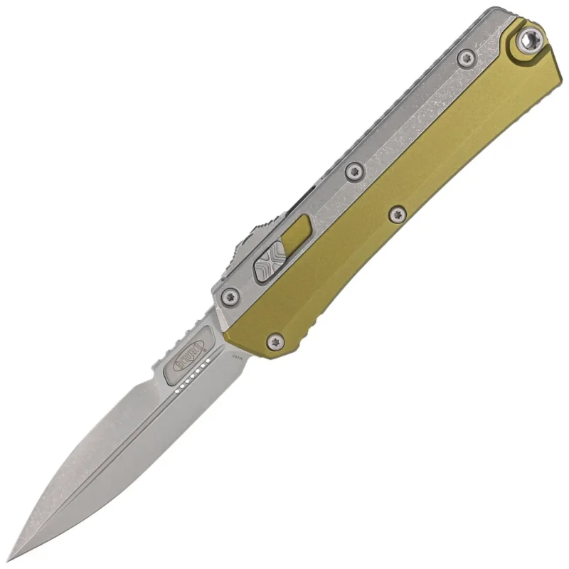 Microtech Glykon Bayonet OD Green Aluminum/Apocalyptic Titanium, Apocalyptic M390 by Tony and Sean Marfione OTF automatic knife (184-10APOD) Nowy