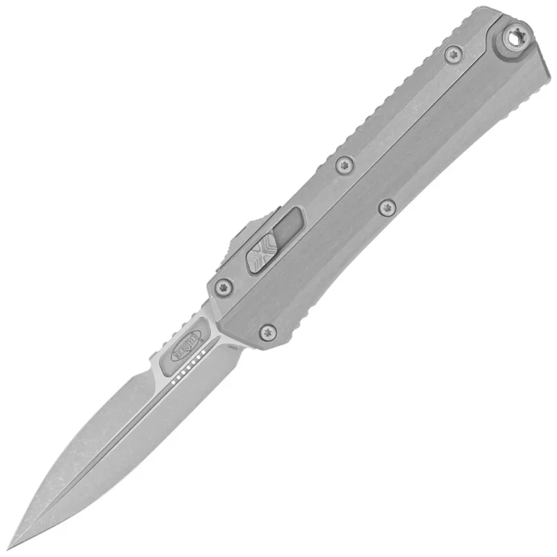 Nóż automatyczny OTF Microtech Glykon Bayonet Natural Clear Aluminium/Apocalyptic Titanium, Apocalyptic M390 by Tony and Sean Marfione (184-10APNC) Premium