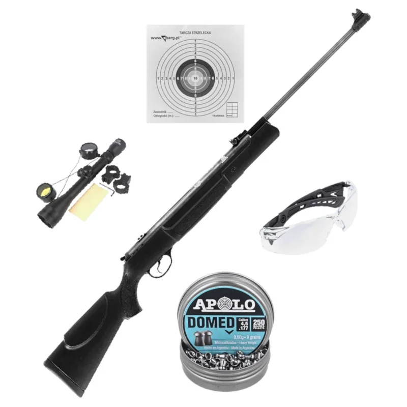 Hatsan 90 Air Rifle 4.5 mm Air Rifle Set: Scope, Safety Glasses, Pellets, Shooting Targets Rabat