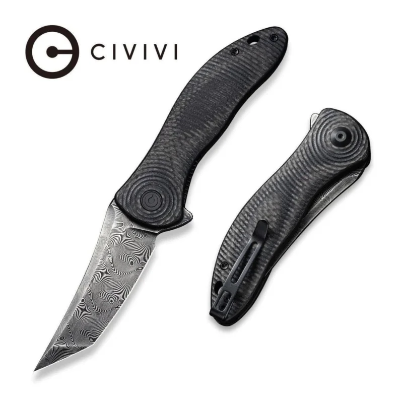 Nóż Civivi Synergy3 Black G10/Twill Carbon Fiber, Black Hand Rubbed Damascus by Jim O'Young (C20075B-DS1) Hit sprzedaży