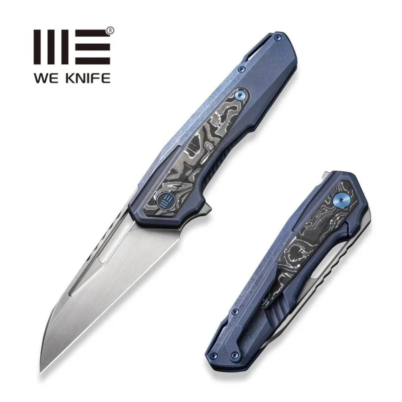 Nóż składany WE Knife Falcaria Blue Titanium/Aluminium Carbon Fiber, Hand Rubbed Satin CPM 20CV by Maciej Torbé (WE23012B-3) Hit cenowy
