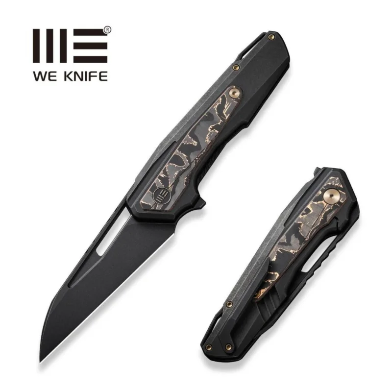 Bestseller WE Knife Falcaria Black Titanium/Copper Carbon Fiber, Black Stonewashed CPM 20CV by Maciej Torbé (WE23012B-2)