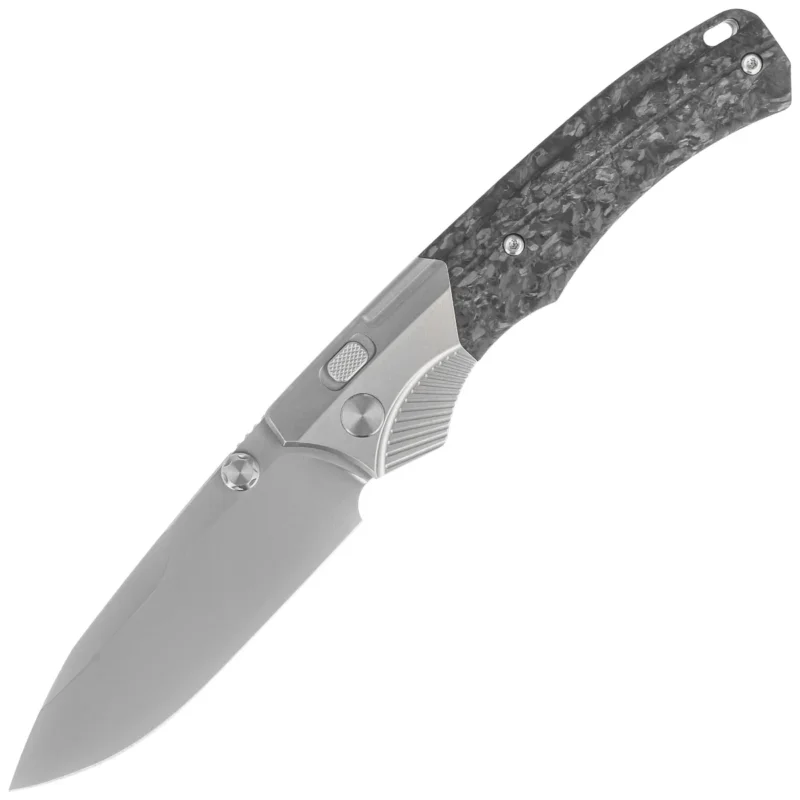 Remette WD107 Knife Gray Titanium/Carbon Fiber, Hand Grinding Pearlescent M390 Cena promocyjna