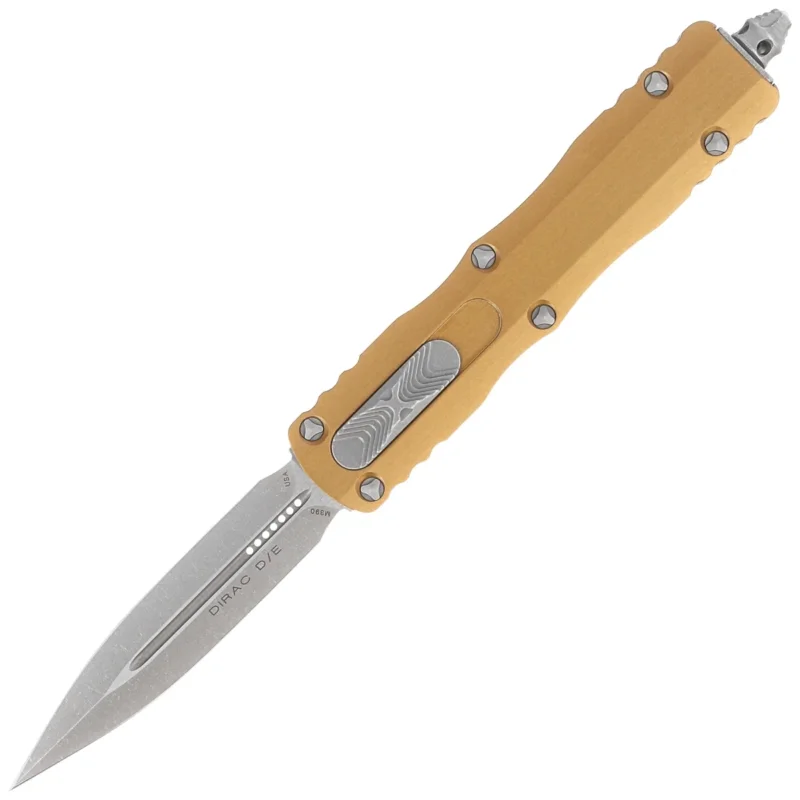 Microtech Dirac D/E Tan Aluminum OTF Knife, Apocalyptic M390 by Tony Marfione (225-10APTA) Cena promocyjna