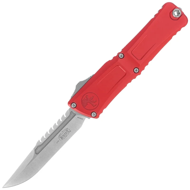 Microtech Combat Troodon Gen III Interceptor Signature OTF Knife Red Aluminum, Stonewashed M390MK by Tony Marfione (1217-10RDS) Ostatnia szansa