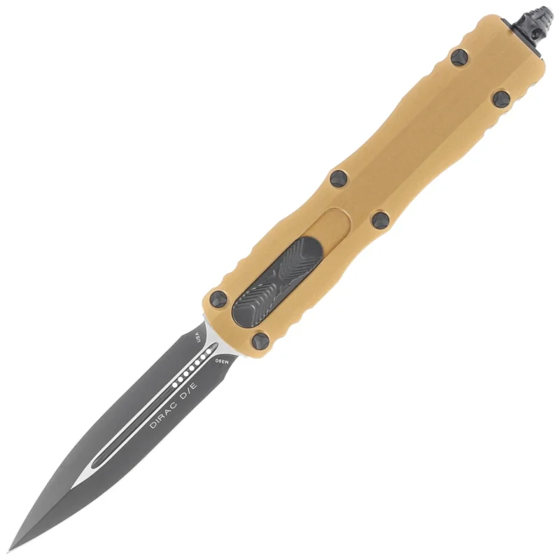 Ostatnie sztuki Nóż automatyczny OTF Microtech Dirac D/E Tan Aluminium, Black M390 by Tony Marfione (225-1TA)
