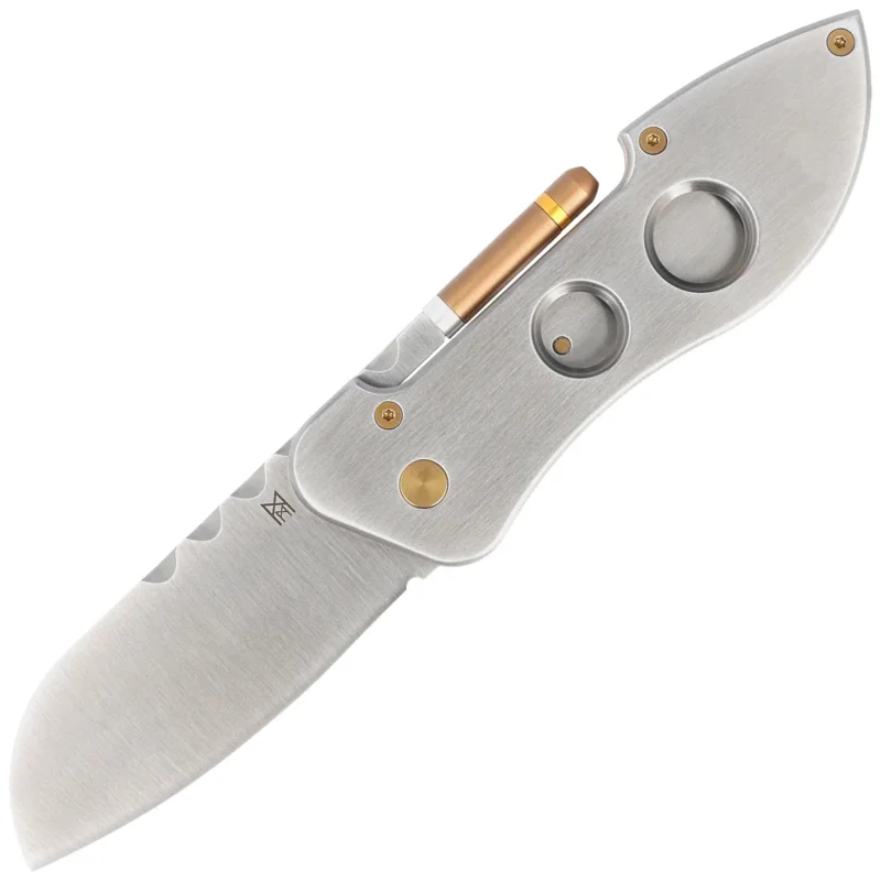 Rabat Midgards Messer Doublecut Gray Aluminum/Red G10, Satin 14C28N by Ralf Buchinger cigar cutter / friction folder (MM015)