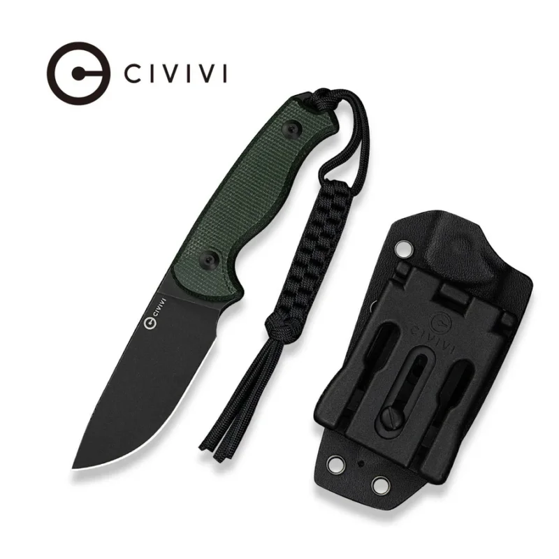 Premium Nóż Civivi Timberbark Green Canvas Micarta, Black Stonewashed 14C28N (C23094-3)