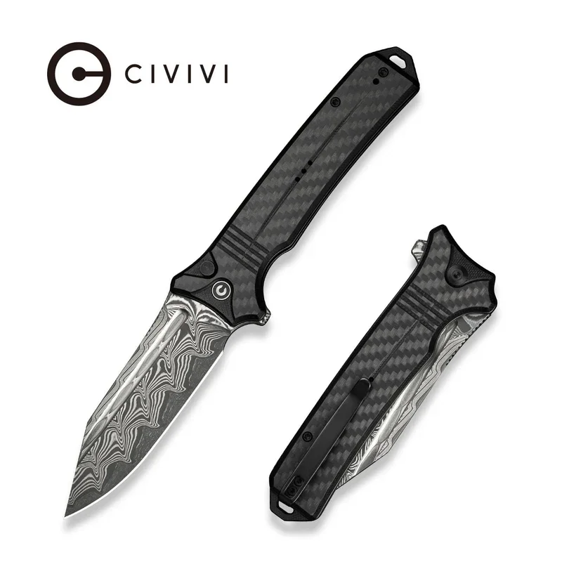 Niska cena Nóż składany Civivi Neurohaptic Black G10/Carbon Fiber, Damascus (C23080-DS1)