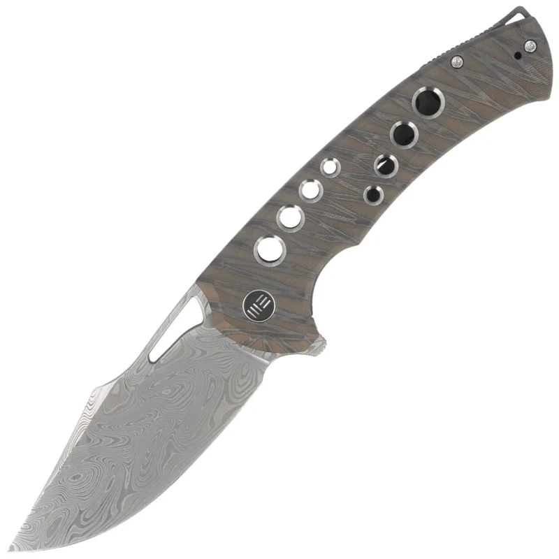 Nóż składany WeKnife Swiftfin Tiger Stripe Titanium, Damasteel Thor (WE23051-DS1) Dostępne od ręki