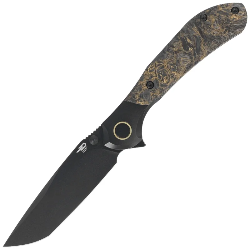 Szybka wysyłka Nóż składany Bestech Constellation Black Titanium/Dark Matter Gold FatCarbon, Black PVD MagnaCut by Munko Knives (BT2501C)