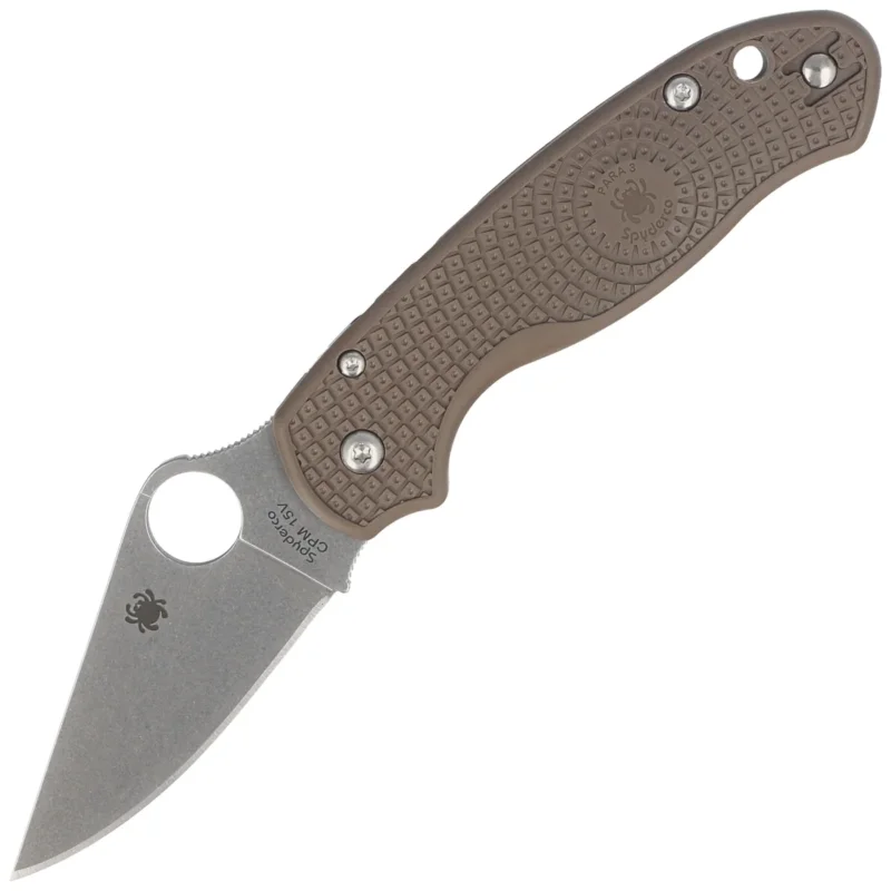 Wyjątkowa oferta Nóż składany Spyderco Para 3 Lightweight Sprint Run Brown FRN, Stonewashed CPM 15V by Sal, Eric Glesser (C223PBN15V)