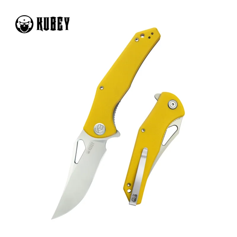 Nie przegap Nóż składany Kubey Phemius KU149G Yellow G10, Sandblasted 14C28N
